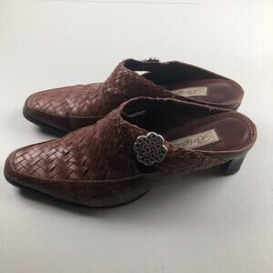 Brighton Vintage Brown Tweed Leather Mules/Clogs 8M